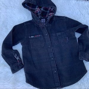 Billabong shirt kids button down hooded top